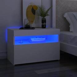 Sonata H Нощни шкафчета с LED, 2 бр, бели, 60x35x40 см, инженерно дърво - Noptiere