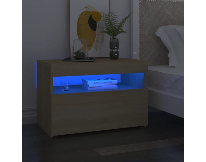 Sonata H Нощно шкафче с LED сонома дъб 60x35x40 см инженерно дърво
