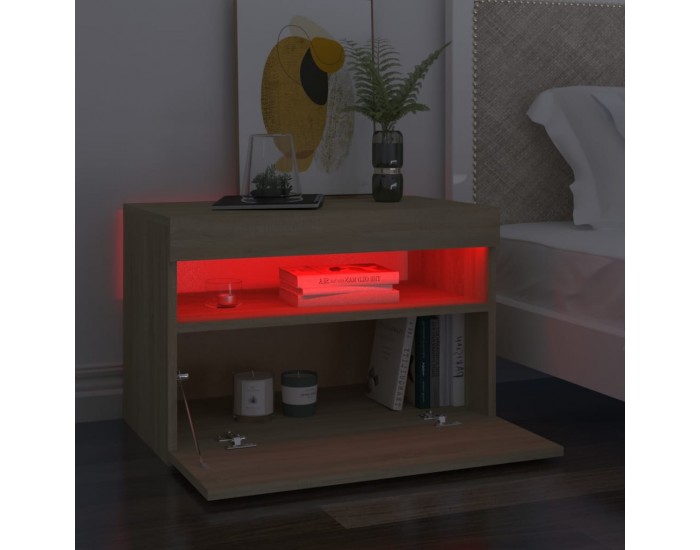 Sonata H Нощно шкафче с LED сонома дъб 60x35x40 см инженерно дърво