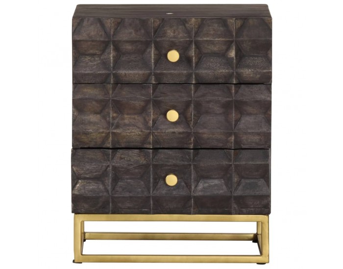 Sonata H Нощно шкафче, черно, 40х30х50 см, мангово дърво масив