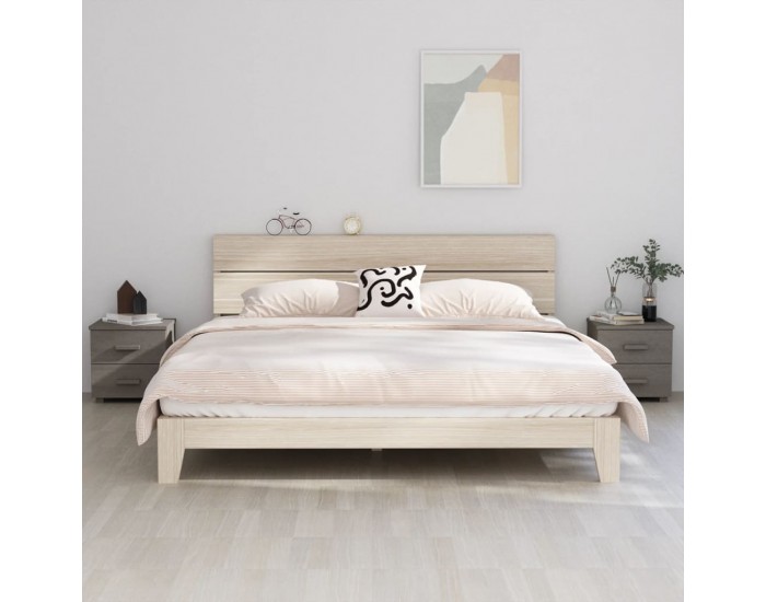 Sonata H Нощни шкафчета HAMAR 2 бр светлосиви 40x35x44,5 см бор масив