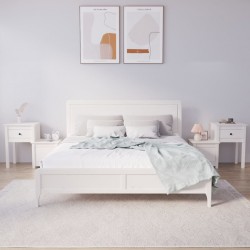 Sonata H Нощни шкафчета, 2 бр, бели, 79,5x38x65,5 см, борово дърво масив - Noptiere