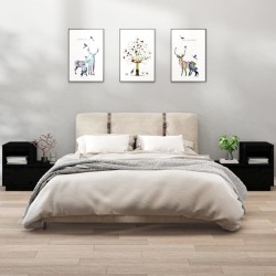 Sonata H Нощни шкафчета, 2 бр, черни, 60x34x51 см, борово дърво масив - Noptiere