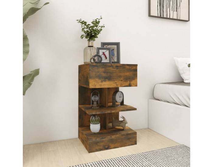 Sonata H Нощни шкафчета 2 бр опушен дъб 40x35x65 см инженерно дърво