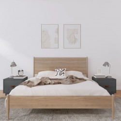 Sonata H Нощни шкафчета, 2 бр, сиви, 40x34x35 см, борово дърво масив - Noptiere