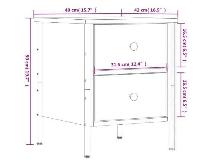 Sonata H Нощни шкафчета 2 бр кафяв дъб 40x42x50 см инженерно дърво