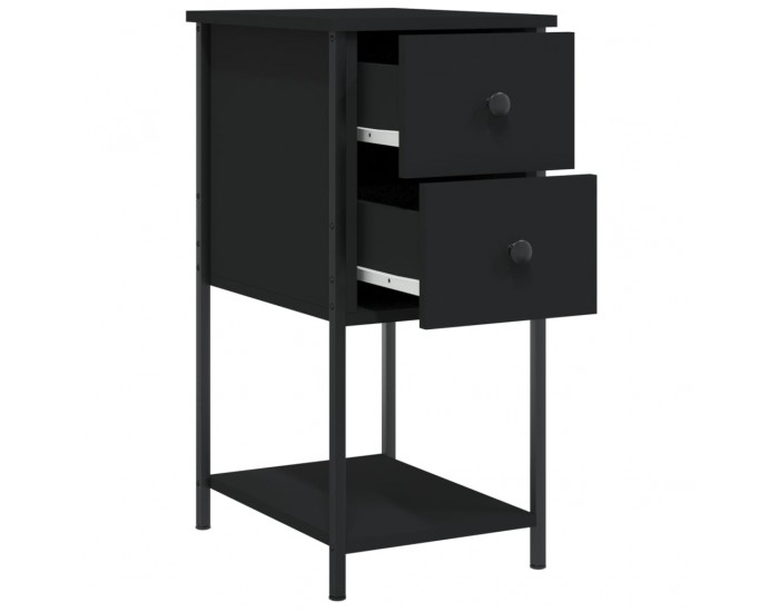 Sonata Noptiere, 2 buc., negru, 32x42x70 cm, lemn compozit