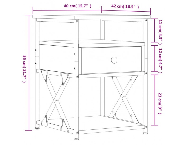Sonata H Нощни шкафчета 2 бр сив сонома 40x42x55 см инженерно дърво