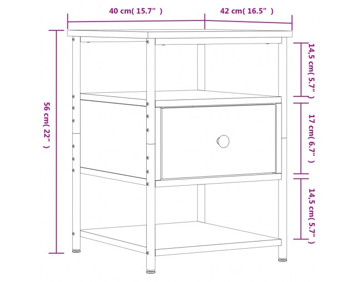 Sonata H Нощни шкафчета 2 бр опушен дъб 40x42x56 см инженерно дърво