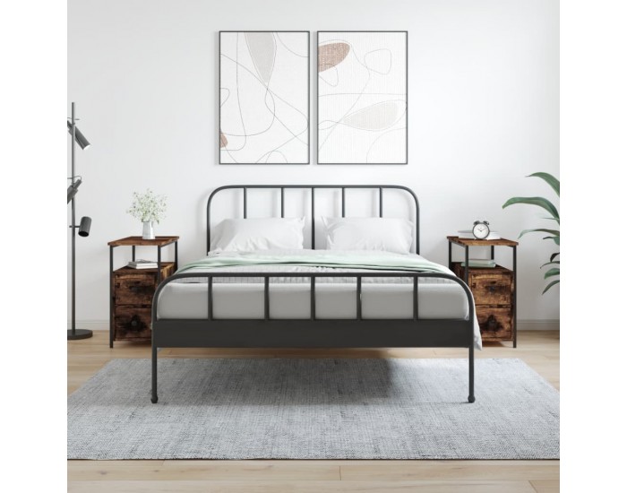 Sonata H Нощни шкафчета 2 бр опушен дъб 30x60x60 см инженерно дърво