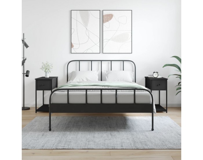 Sonata Noptiere, 2 buc., negru, 30x60x60 cm, lemn prelucrat