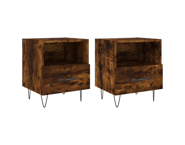 Sonata H Нощни шкафчета 2 бр опушен дъб 40x35x47,5 см инженерно дърво