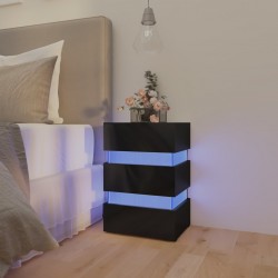 Sonata H Нощно шкафче с LED, черен гланц, 45x35x67 см, инженерно дърво - Noptiere
