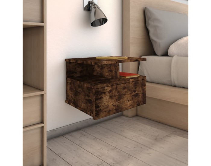 Sonata H Плаващи нощни шкафчета 2 бр опушен дъб 40x31x27 см инж. дърво