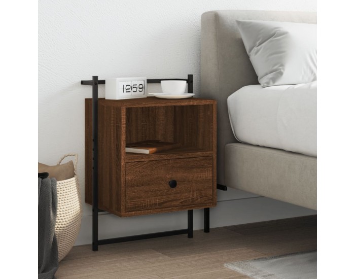 Sonata H Нощно шкафче стенно кафяв дъб 40x30x61 см инженерно дърво
