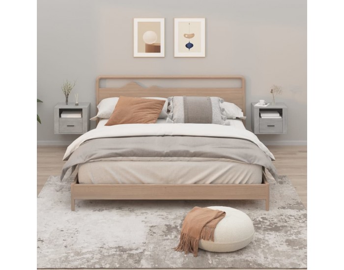 Sonata H Нощни шкафчета за стенен монтаж 2 бр бетонно сиви 50x36x40 см