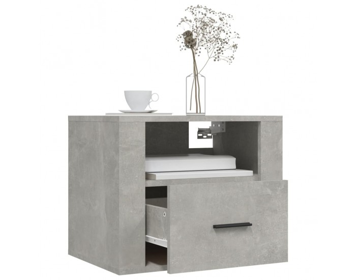 Sonata H Нощни шкафчета за стенен монтаж 2 бр бетонно сиви 50x36x40 см