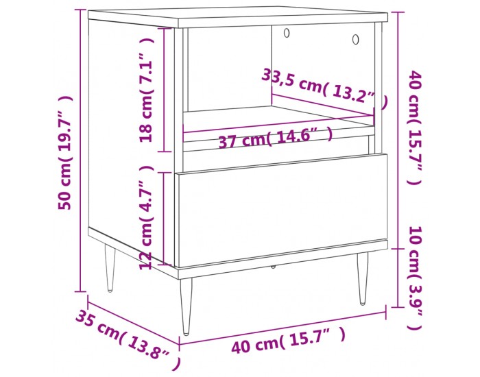 Sonata H Нощни шкафчета 2 бр сив сонома 40x35x50 см инженерно дърво