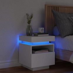 Sonata H Нощно шкафче с LED осветление, бяло, 40x39x48,5 см - Noptiere