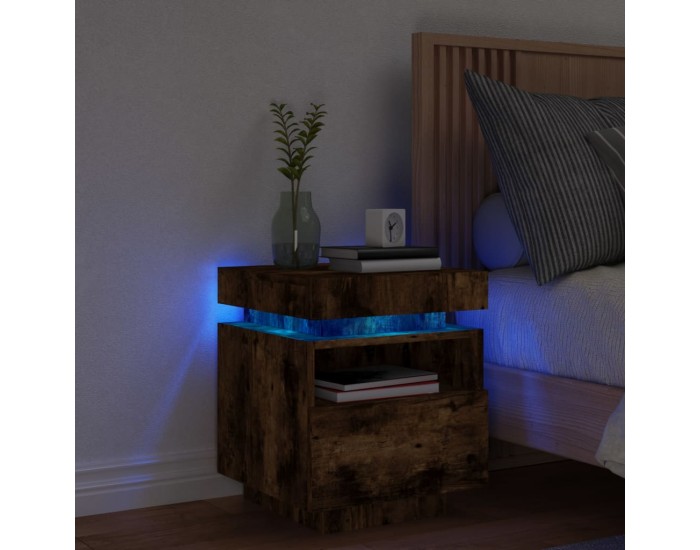 Sonata H Нощно шкафче с LED осветление, опушен дъб, 40x39x48,5 см