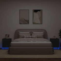 Sonata H Нощни шкафчета с LED, 2 бр, черно, инженерна дървесина - Noptiere