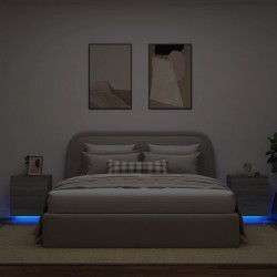 Sonata H Нощни шкафчета с LED, 2 бр, сив сонома, инженерна дървесина - Noptiere
