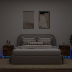 Sonata H Нощни шкафчета с LED, 2 бр, Опушен дъб, инженерно дърво - Noptiere