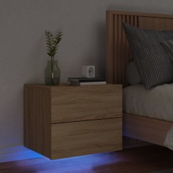 Sonata H Нощно шкафче за стена с LED осветление, дъб сонома - Noptiere