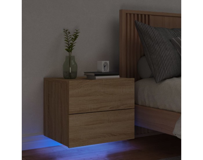Sonata H Нощно шкафче за стена с LED осветление, дъб сонома
