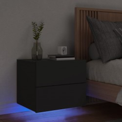 Sonata H Нощно шкафче за стена с LED светлини, черно - Noptiere