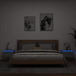 Sonata H Нощни шкафчета за стена с LED осветление, 2 бр, сив сонома - Noptiere