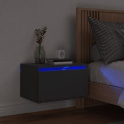 Sonata H Нощно шкафче за стена с LED светлини, черно - Noptiere