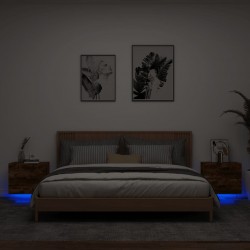 Sonata H Нощни шкафчета за стена с LED осветление, 2 бр, опушен дъб - Noptiere