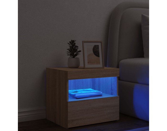 Sonata Noptieră cu lumini LED, stejar sonoma, 50x40x45 cm