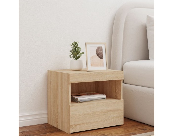 Sonata Noptieră cu lumini LED, stejar sonoma, 50x40x45 cm