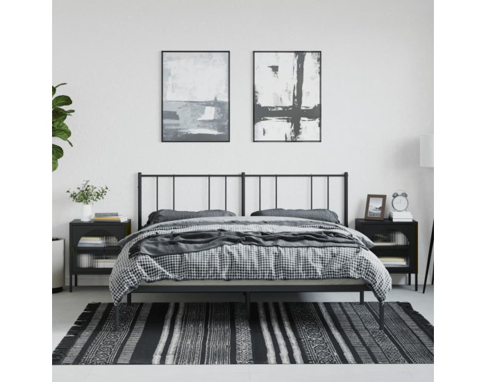 Sonata H Нощни шкафчета 2 бр черни 50x35x60 см стъкло и стомана