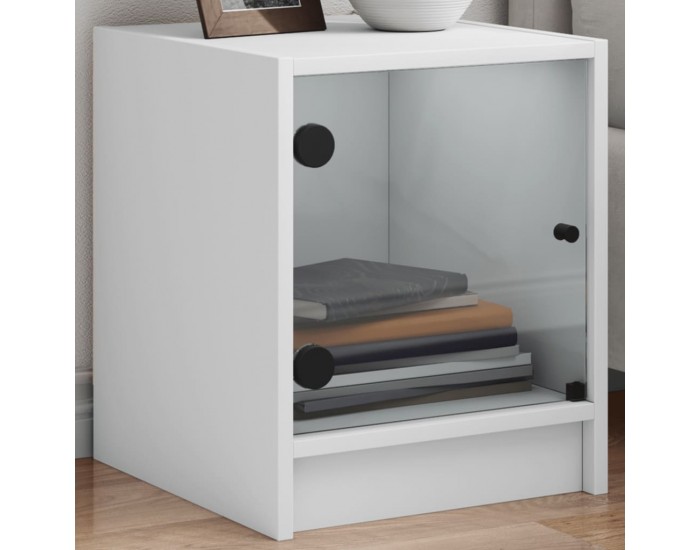 Sonata H Нощни шкафчета със стъклени врати 2 бр бяло 35x37x42 см