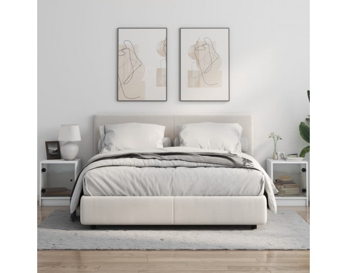 Sonata H Нощни шкафчета със стъклени врати 2 бр бяло 35x37x42 см