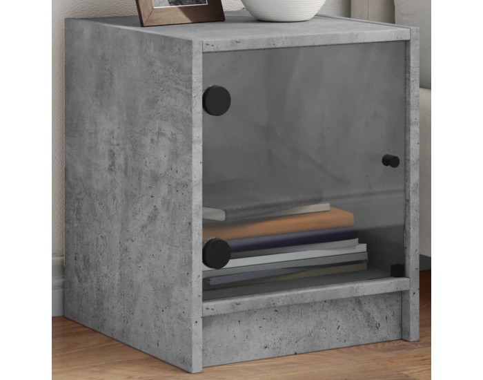 Sonata H Нощни шкафчета със стъклени врати 2 бр бетонно сиво 35x37x42 см