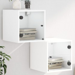 Sonata H Нощни шкафчета със стъклени врати 2 бр бяло 35x37x35 см - Noptiere