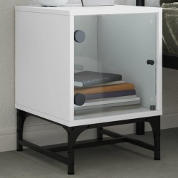 Sonata H Нощно шкафче със стъклена врата бяло 35x37x50 см - Noptiere