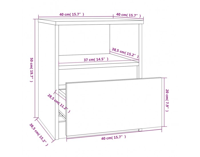Sonata H Нощни шкафчета 2 бр опушен дъб 40x40x50 см инженерно дърво