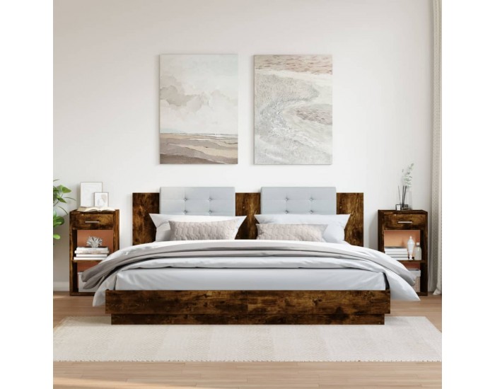 Sonata H Нощни шкафчета 2 бр опушен дъб 35x34x65 см инженерно дърво