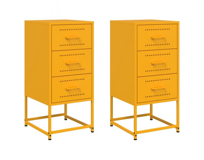Sonata H Нощни шкафчета 2 бр горчица жълто 36x39x78 см стомана