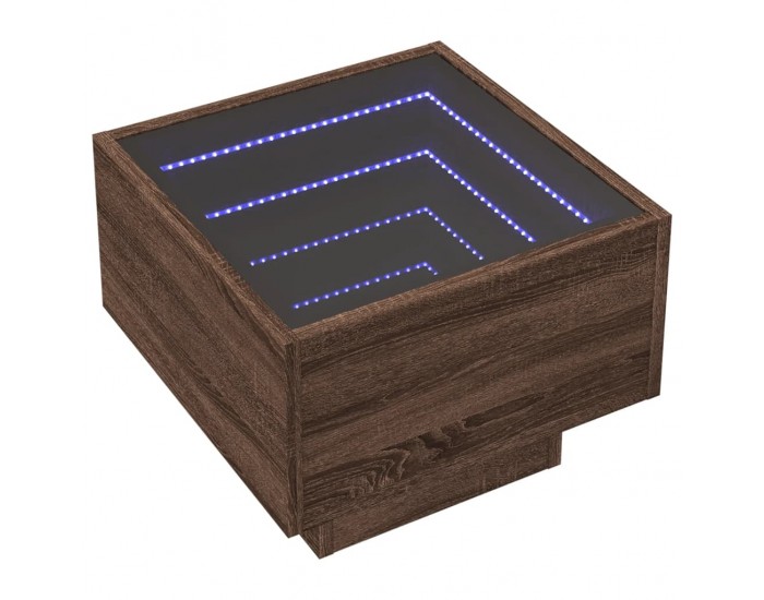 Sonata H Нощна масичка с Infinity LED, кафяв дъб, 40x40x30 см