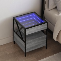 Sonata H Нощна масичка с Infinity LED, сив сонома, 40x40x51 см - Noptiere
