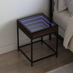 Sonata H Нощна масичка с Infinity LED, кафяв дъб, 40x40x51 см - Noptiere