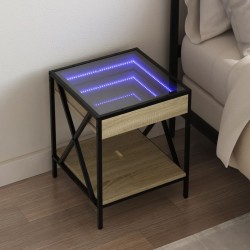 Sonata H Нощна масичка с Infinity LED, дъб сонома, 40x40x49 см - Noptiere