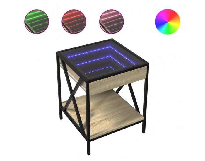 Sonata H Нощна масичка с Infinity LED, дъб сонома, 40x40x49 см