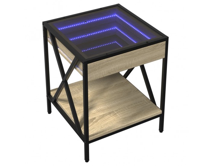 Sonata H Нощна масичка с Infinity LED, дъб сонома, 40x40x49 см